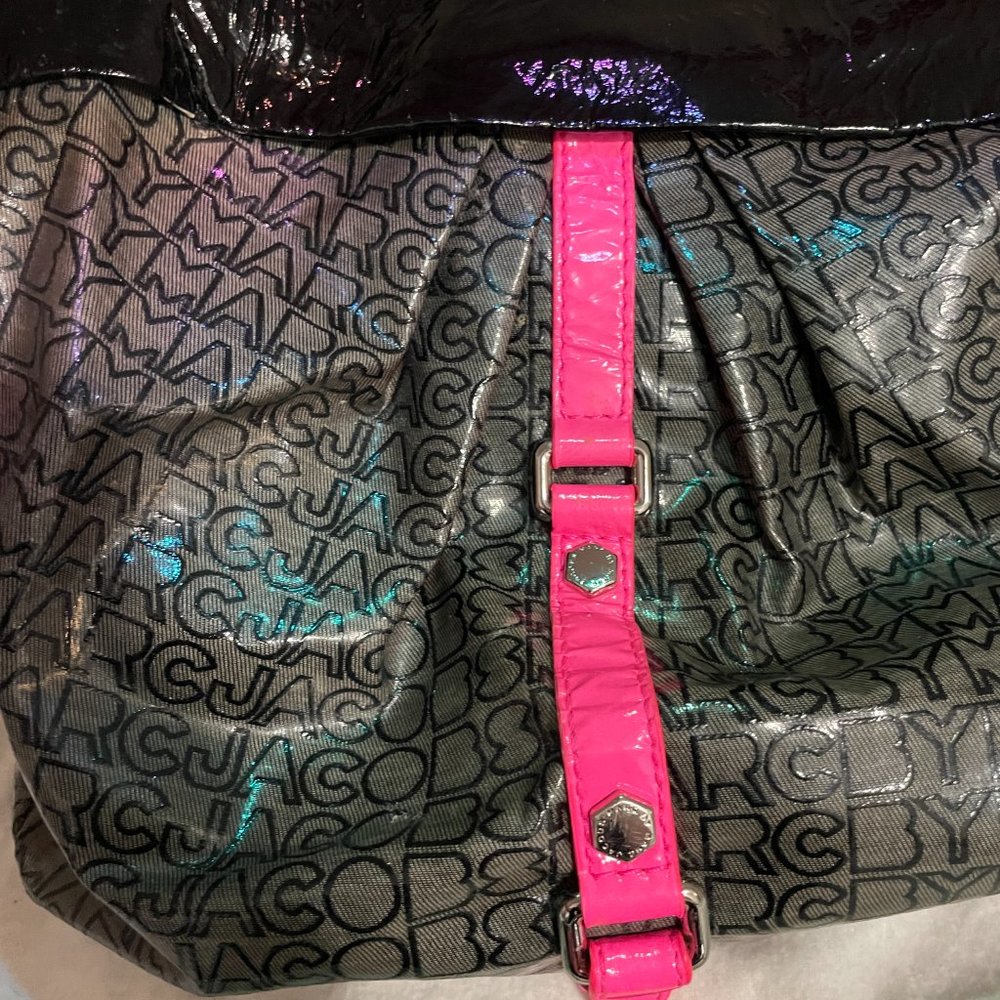 MARC JACOBS Early 2000s Vintage Bag & Wallet Set, Black & Pink w Silver Hardware - Picture 4 of 16